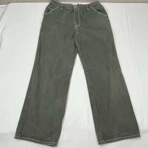 RSQ Y2K Baggy Green Denim Pants Mens Size L‎ 30x30 Carpenter Jeans